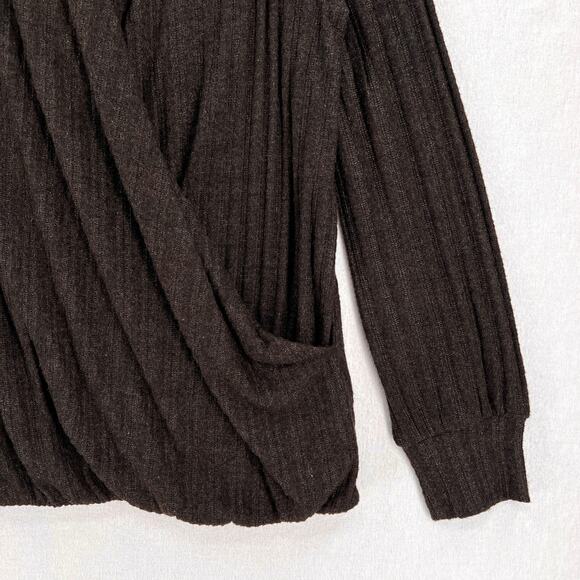ANTHROPOLOGIE MAEVE Faux Wrap Top Womens XL Brown Rafela Hacci Long Sleeve Knit - Picture 5 of 14